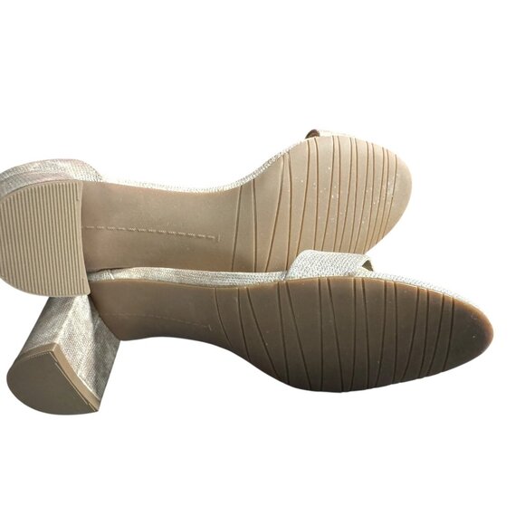 Vaneli Meryn Ankle Strap Block Heel Sandals 7.5 N Womens Shimmering Fabric‎ Open - Picture 4 of 13